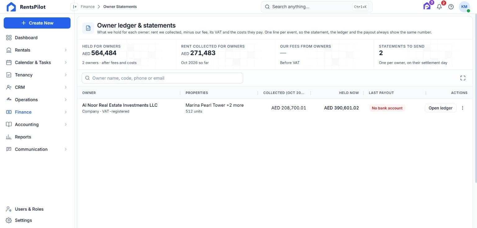 Owner statements