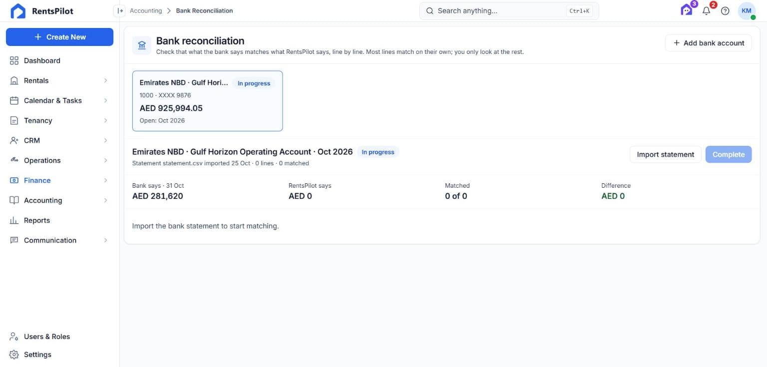 Bank reconciliation