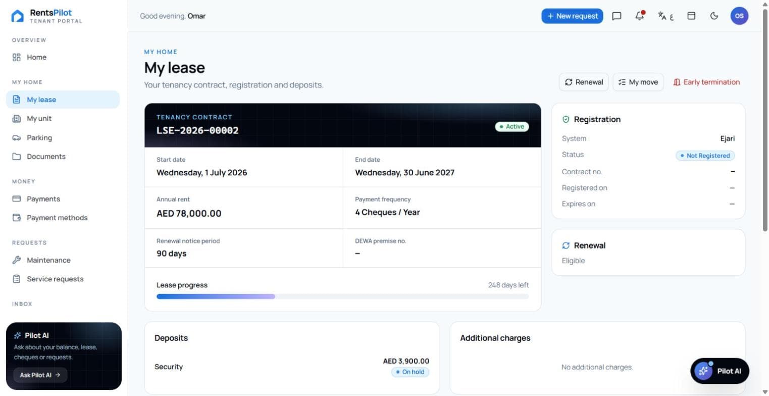 Tenant portal lease
